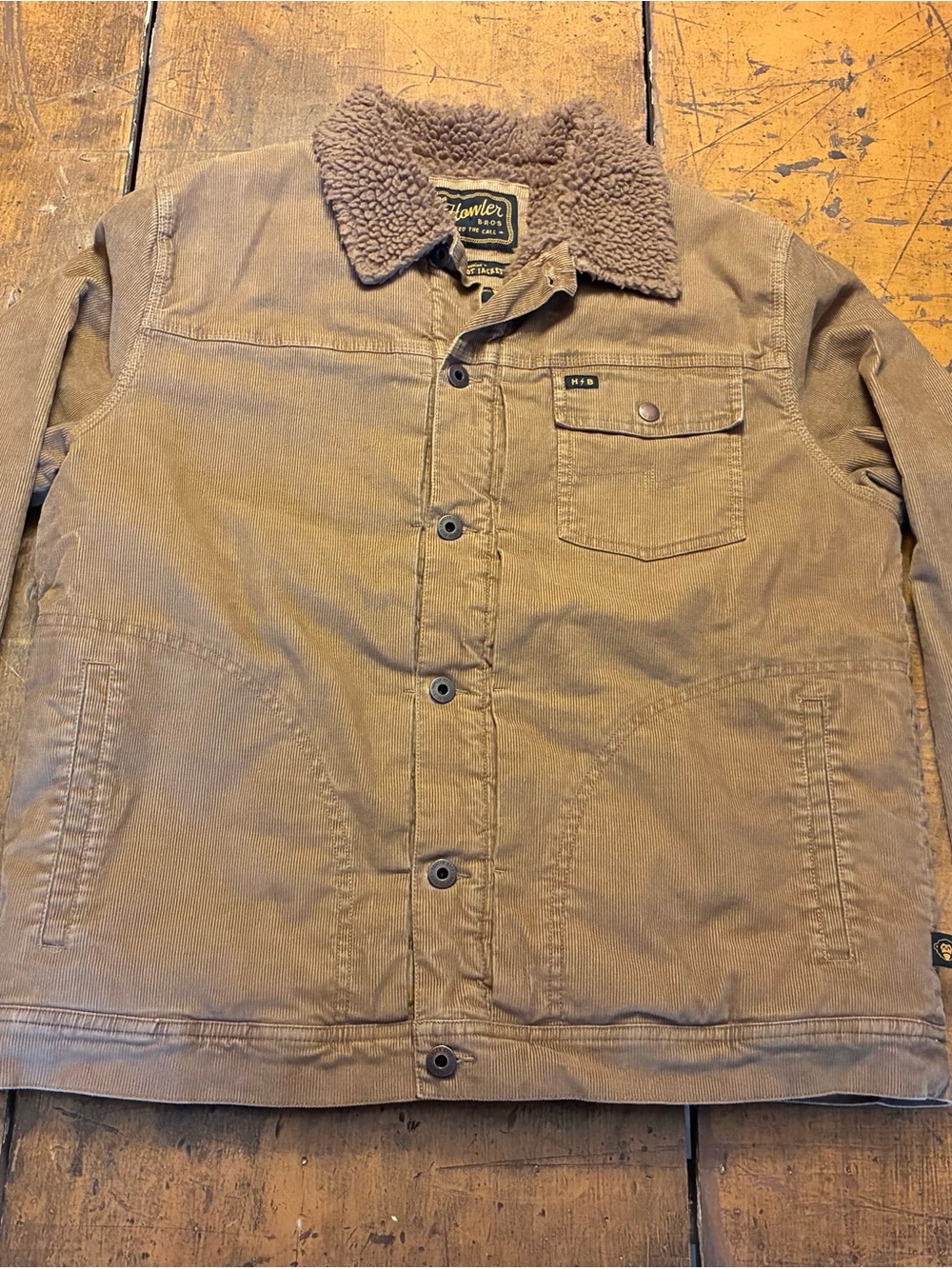 Howler Brothers Brown Corduroy Jacket Sherpa Trucker Western Coat